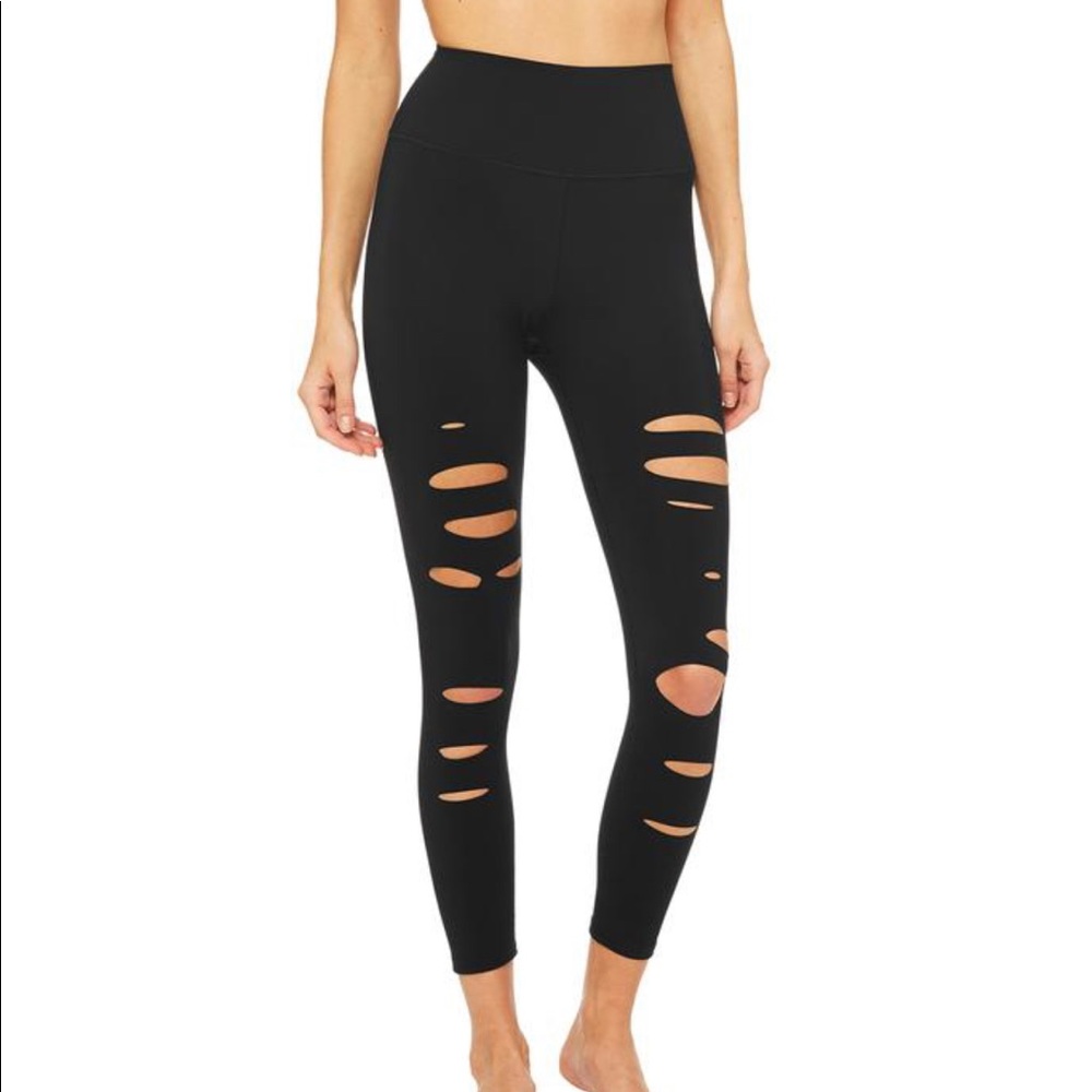 Alo Yoga 7/8 HW Ripped Warrior leggings - XXS